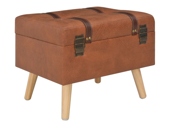 vidaXL Stołek ze schowkiem, 40 cm, kolor tan, sztuczna skóra