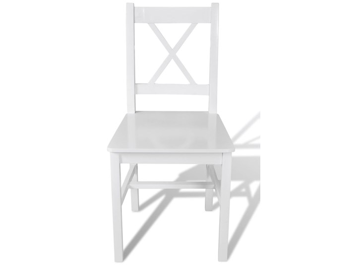vidaXL Krzesła stołowe, 4 szt., białe, drewno sosnowe Szerokość 41,5 cm Głębokość 45 cm Wysokość 86 cm Głębokość 45,5 cm Wysokość 85,5 cm Styl Prowansalski Kategoria Krzesła kuchenne