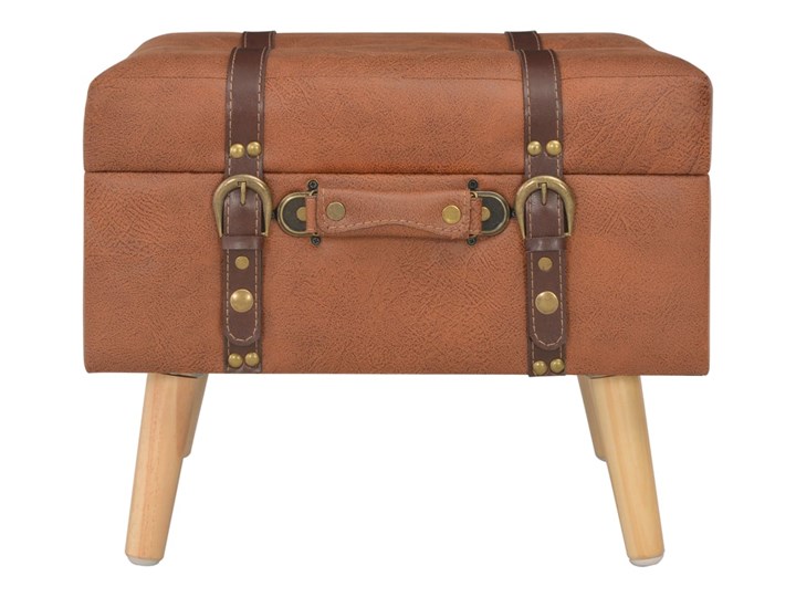 vidaXL Stołek ze schowkiem, 40 cm, kolor tan, sztuczna skóra