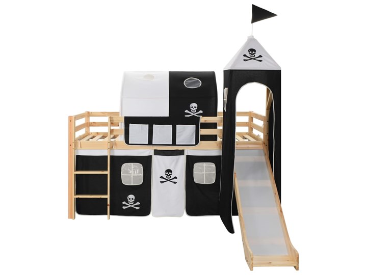 vidaXL Wysoka rama łóżka dziecięcego, zjeżdżalnia i drabinka, 97x208cm Łóżka piętrowe ze zjeżdżalnią Drewno Rozmiar materaca 90x200 cm