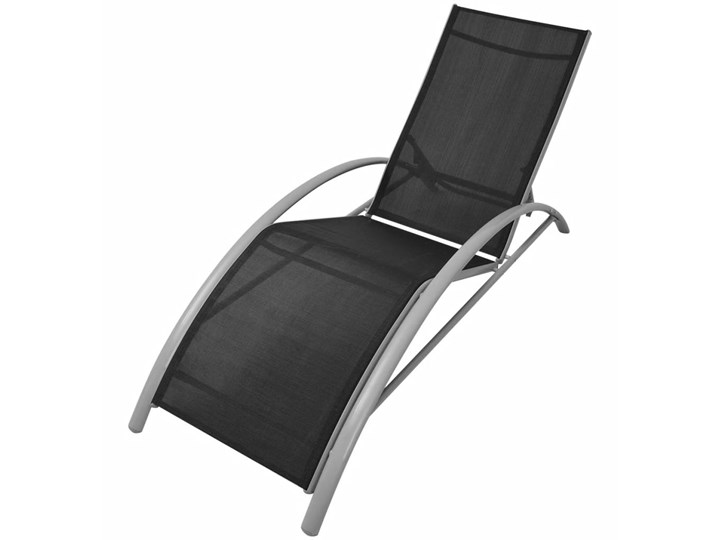 vidaXL Leżaki z parasolem, aluminiowe, czarne Stal Stoły z krzesłami Aluminium Tworzywo sztuczne Kolor Szary