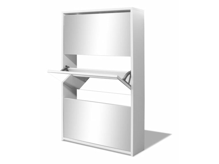 vidaXL Szafka na buty z 3 półkami i lustrem, kolor dębu 63x17x102,5 cm Płyta MDF Drewno Styl Nowoczesny