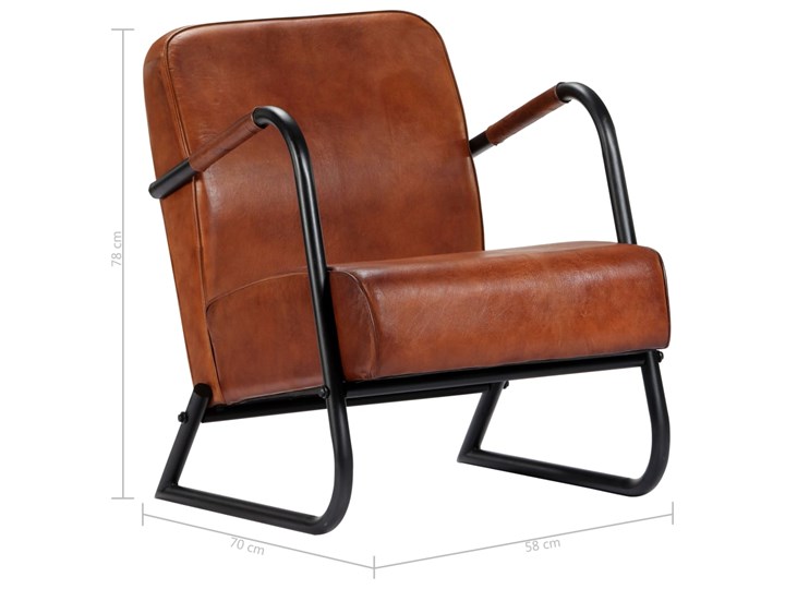 vidaXL Fotel wypoczynkowy, brązowy, skóra naturalna Styl Nowoczesny Metal Szerokość 58 cm Pomieszczenie Salon