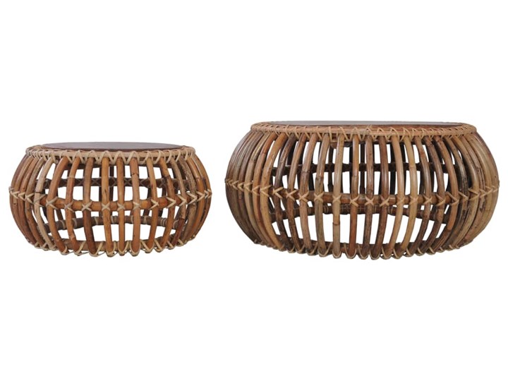 vidaXL Stoliki kawowe, 2 szt., naturalny rattan Drewno Styl Rustykalny