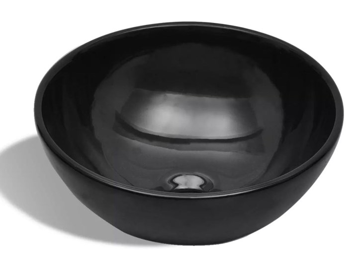 vidaXL Umywalka łazienkowa, ceramiczna, czarna Kolor Czarny Nablatowe Okrągłe Ceramika Kategoria Umywalki