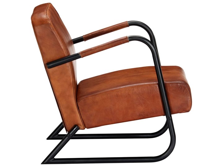 vidaXL Fotel wypoczynkowy, brązowy, skóra naturalna Metal Pomieszczenie Salon Szerokość 58 cm Styl Nowoczesny