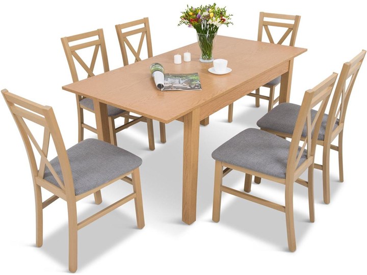 Komplet drewniane krzesła z rozkładanym stołem 120-160cm 6+1 Da P 6 Meblobranie
