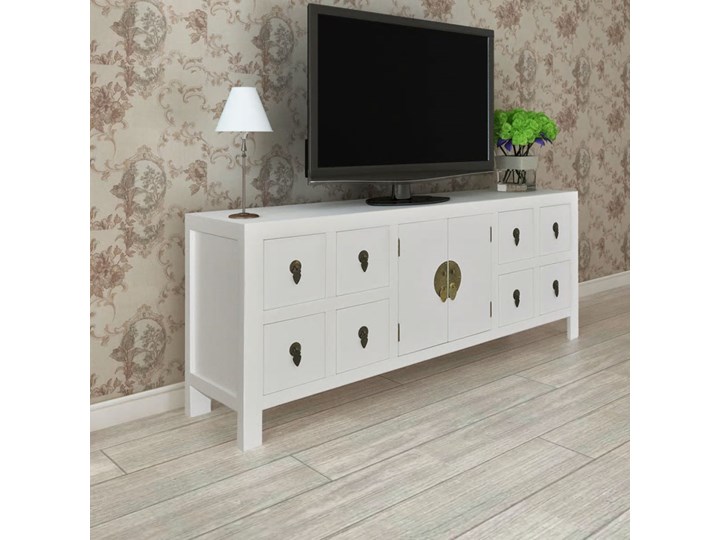 vidaXL Drewniana komoda azjatycka z 8 szufladami i 2 drzwiami Płyta MDF Pomieszczenie Sypialnia Sosna Z szafkami Głębokość 24 cm Drewno Kategoria Komody