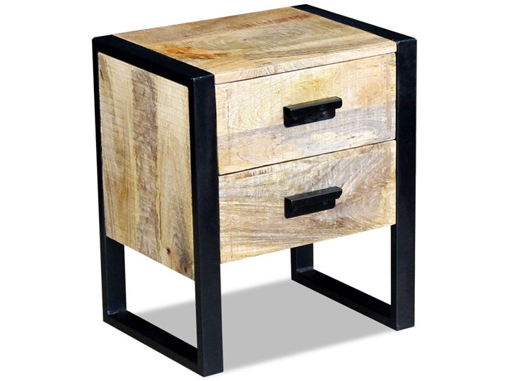 vidaXL Stolik boczny z 2 szufladami, drewno mango, 43x33x51 cm Metal Pomieszczenie Sypialnia