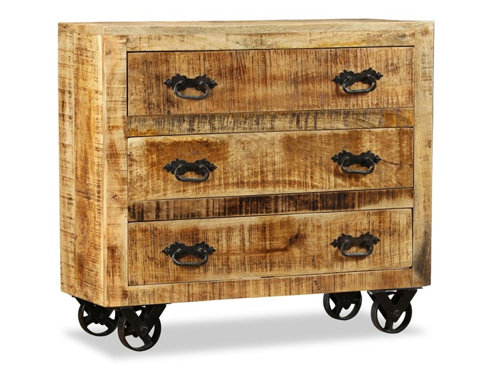 vidaXL Komoda z 3 szufladami, surowe drewno mango Głębokość 30 cm Z szufladami Styl Industrialny Styl Rustykalny