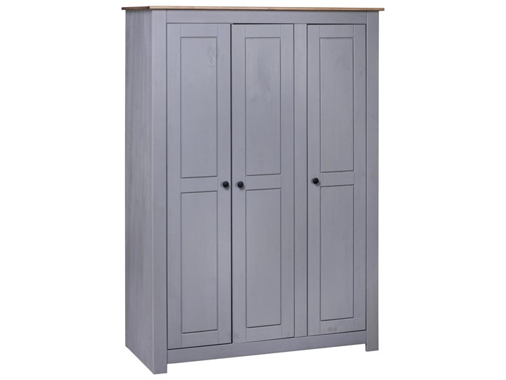 vidaXL Szafa trzydrzwiowa, szara, 118x50x171,5 cm, sosna, seria Panama Drewno Kolor Szary Szerokość 118 cm Głębokość 50 cm Pomieszczenie Garderoba