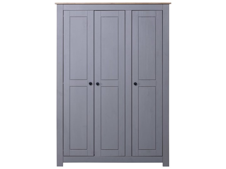 vidaXL Szafa trzydrzwiowa, szara, 118x50x171,5 cm, sosna, seria Panama Drewno Szerokość 118 cm Głębokość 50 cm Kategoria Szafy do garderoby