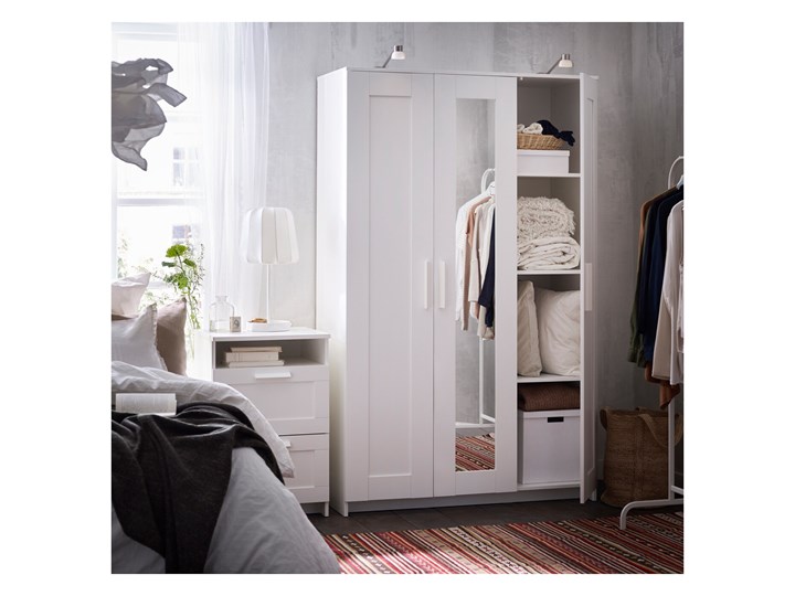 BRIMNES Szafa/3 drzwi Wysokość 190 cm Szerokość 117 cm Płyta MDF Głębokość 50 cm Typ Gotowa Lustro
