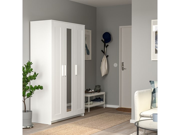 BRIMNES Szafa/3 drzwi Szerokość 117 cm Głębokość 50 cm Płyta MDF Rodzaj drzwi Uchylne Wysokość 190 cm Lustro