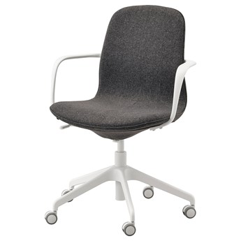 IKEA LÅNGFJÄLL Krzesło konferencyjne z podłokiet, Gunnared ciemnoszary/biały, Przetestowano dla: 110 kg