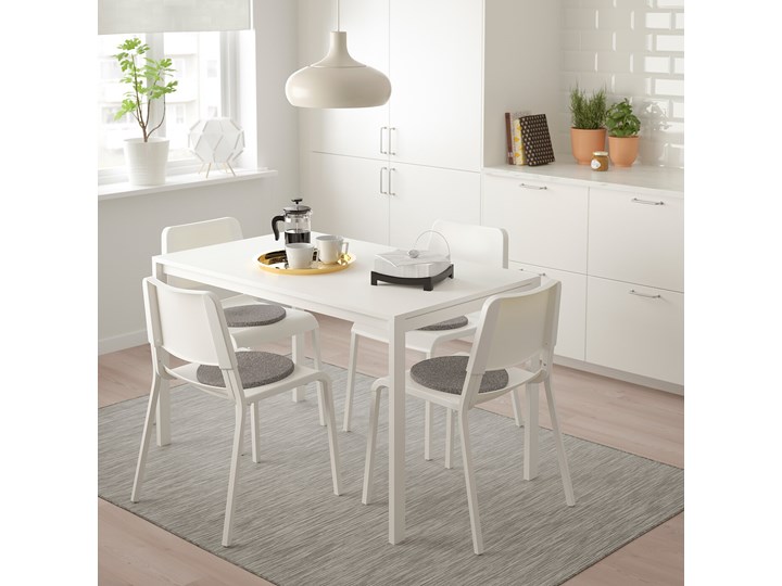MELLTORP / TEODORES Stół i 4 krzesła Kolor Biały Kategoria Stoły z krzesłami