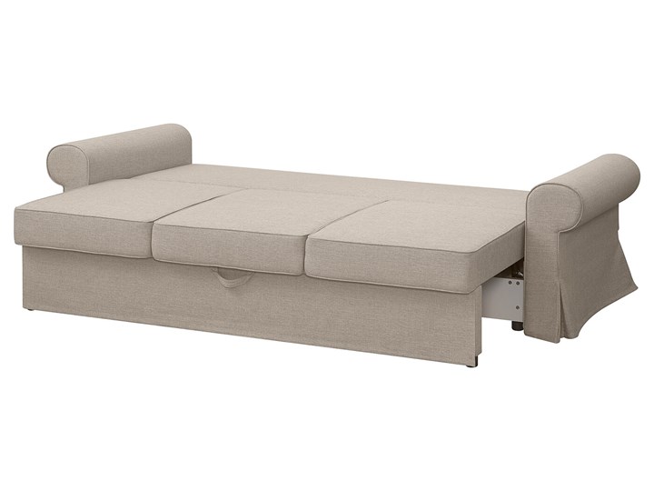 IKEA EVERTSBERG Rozkładana sofa 3-osobowa, z pojemnikiem beżowy, Wysokość łóżka: 45 cm Funkcje Z pojemnikiem na pościel Amerykanka Wielkość Trzyosobowa