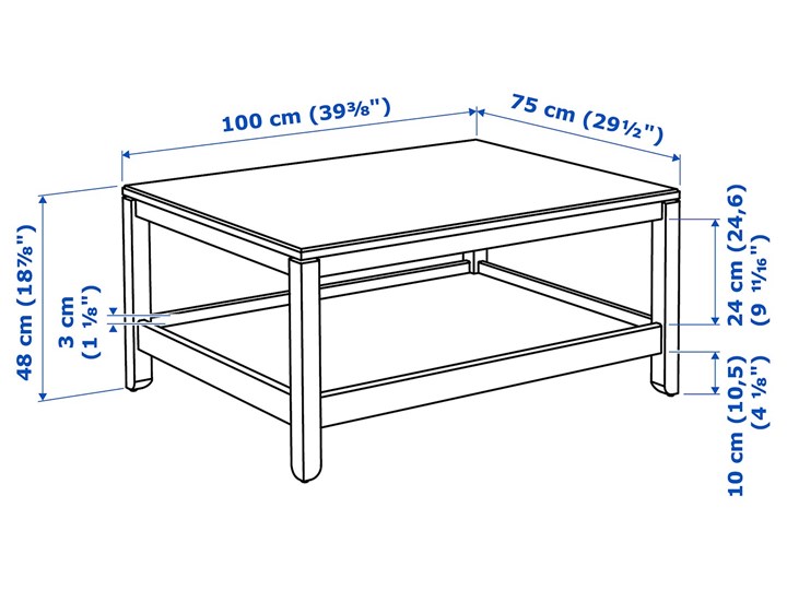 HAVSTA Stolik kawowy Wysokość 48 cm Drewno Rozmiar blatu 75x100 cm