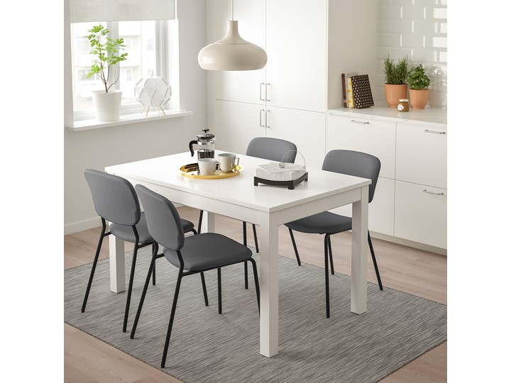 LANEBERG / KARLJAN Stół i 4 krzesła Kolor Biały