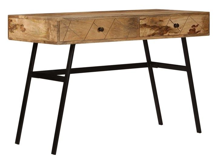 vidaXL Biurko z szufladami, lite drewno mango, 110 x 50 x 76 cm Szerokość 110 cm Głębokość 50 cm Stal Biurko konsola Biurko komputerowe Kolor Brązowy