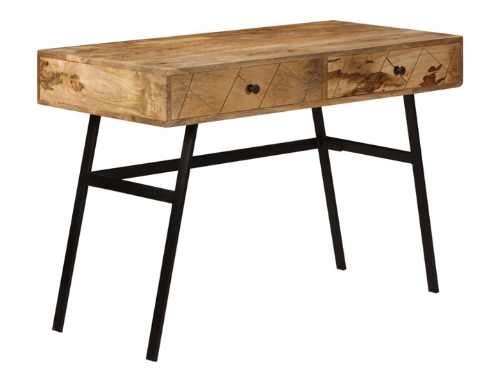 vidaXL Biurko z szufladami, lite drewno mango, 110 x 50 x 76 cm Kolor Brązowy Głębokość 50 cm Biurko konsola Stal Szerokość 110 cm Biurko komputerowe Kategoria Biurka