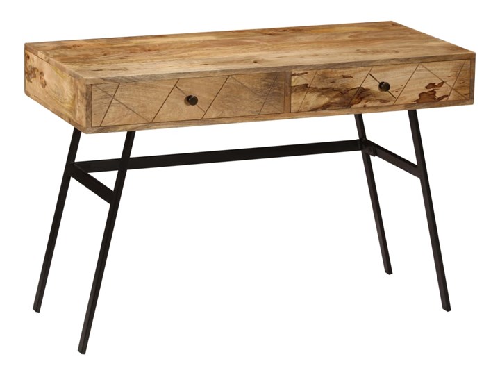 vidaXL Biurko z szufladami, lite drewno mango, 110 x 50 x 76 cm Szerokość 110 cm Głębokość 50 cm Stal Biurko konsola Biurko komputerowe Kolor Brązowy