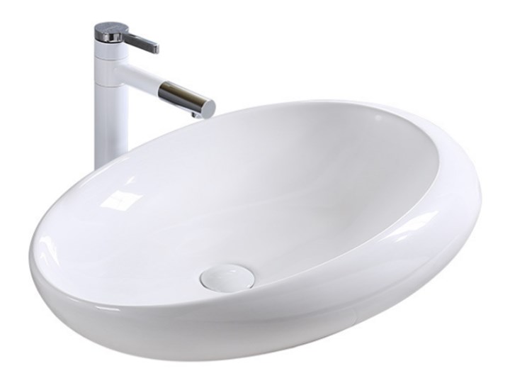 VELDMAN CERAMICZNA UMYWALKA NABLATOWA ELLI Nablatowe Meblowe Owalne Ceramika Asymetryczne Szerokość 57 cm Kategoria Umywalki Kolor Biały