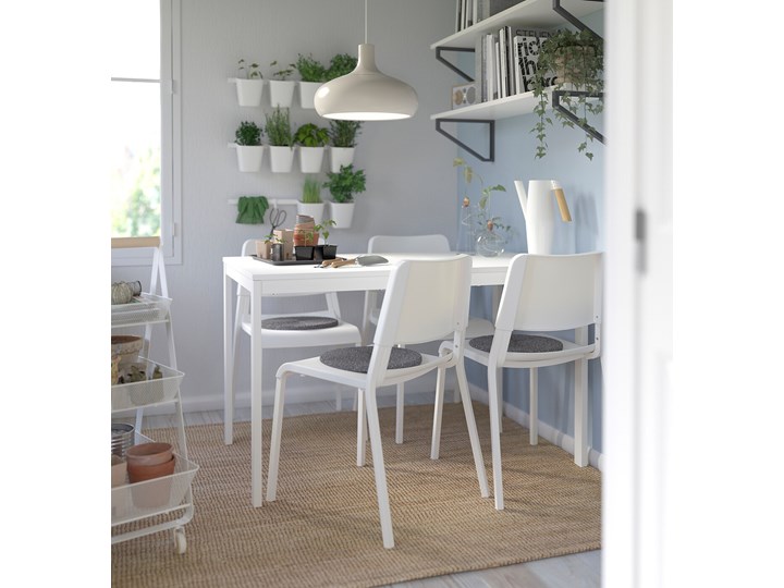 VANGSTA / TEODORES Stół i 4 krzesła Kolor Biały