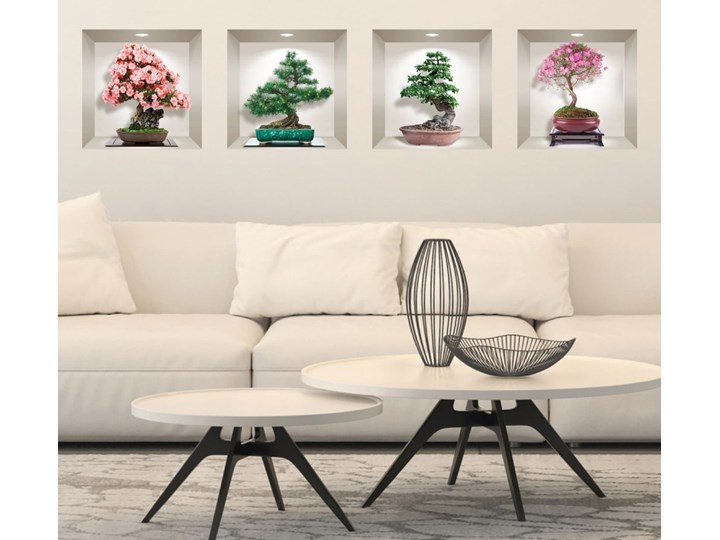 Komplet 4 naklejek ściennych 3D Ambiance Bonsai of Seasons Na ścianę Pomieszczenie Sypialnia