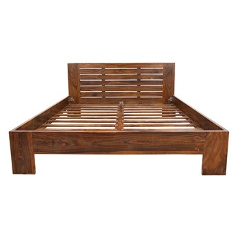 Łóżko drewniane 140x200 Spring PU Brown Palisander