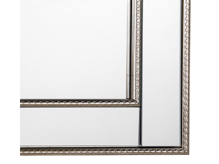 Lustro ścienne wiszące srebrne 60 x 90 cm Kolor Srebrny Lustro z ramą Prostokątne Pomieszczenie Salon