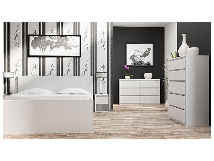Nowoczesna komoda Marea 120 cm - biała Płyta MDF Wysokość 77 cm Głębokość 30 cm Z szufladami Pomieszczenie Garderoba