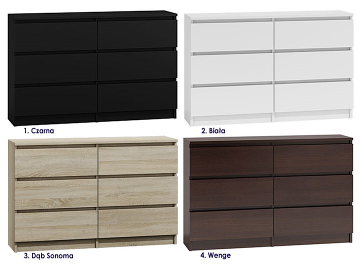 Komoda Marea 2X 140 cm - czarna Kolor Czarny Szerokość 138 cm Wysokość 77 cm Z szufladami Styl Minimalistyczny