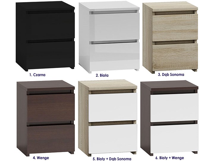 Szafka nocna Siena 2X - biała + wenge Kategoria Szafki i regały