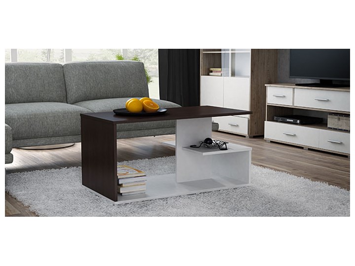 Nowoczesna ława Livea - biała + wenge Wysokość 40 cm Rozmiar blatu 51x91 cm