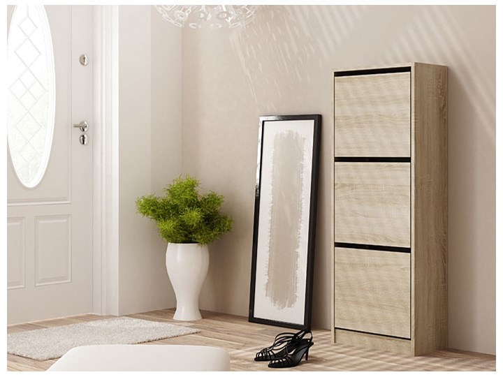 Wysoka szafka na buty Forgi 3X - dąb sonoma Drewno Styl Minimalistyczny