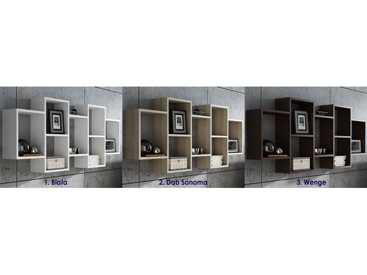Półka ścienna Lensa 3X - biała Na książki Styl Nowoczesny Wisząca Płyta laminowana Szerokość 147 cm Głębokość 21 cm Uniwersalne Wysokość 65 cm Styl Minimalistyczny