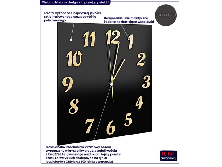 Zegar ścienny Presto - Czarny Tworzywo sztuczne Kwadratowy Styl Nowoczesny Kategoria Zegary