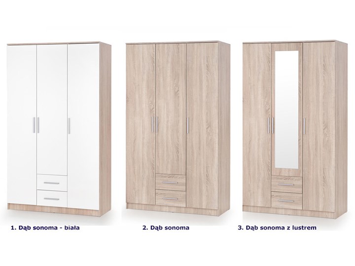 Szafa Lines S3 - dąb sonoma z lustrem Lustro Drewno Płyta MDF Kategoria Szafy do garderoby