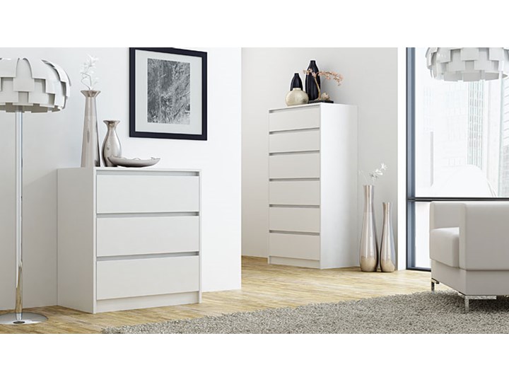 Komoda Enea - biała Szerokość 43 cm Głębokość 43 cm Z szufladami Wysokość 78 cm Styl Nowoczesny