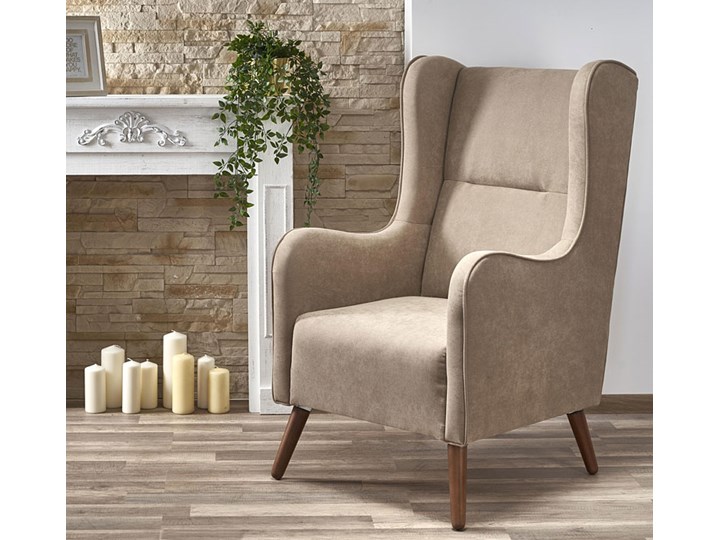 Fotel uszak wypoczynkowy Narin - beżowy Pomieszczenie Salon Wysokość 114 cm Fotel tradycyjny Kategoria Fotele do salonu
