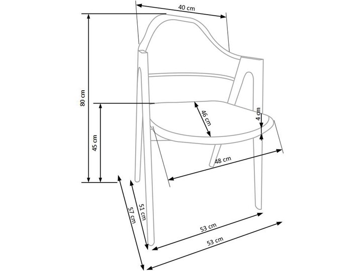 Krzesło z podłokietnikami Ebris - białe Wysokość 80 cm Z podłokietnikiem Szerokość 53 cm Kategoria Krzesła kuchenne Kolor Beżowy