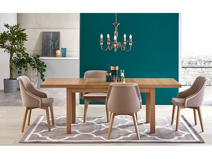 Krzesło drewniane Altex 2X - beż + dąb miodowy Wysokość 86 cm Kolor Beżowy Szerokość 57 cm Drewno Styl Skandynawski