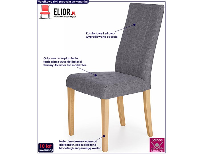 Krzesło Iston - ciemny popiel + dąb miodowy Wysokość 99 cm Drewno Szerokość 47 cm Kategoria Krzesła kuchenne