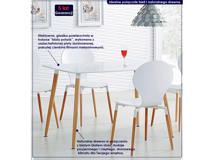 Skandynawski stół Inelo S5 - prostokąt Długość 120 cm Drewno Szerokość 80 cm Wysokość 74 cm Styl Minimalistyczny