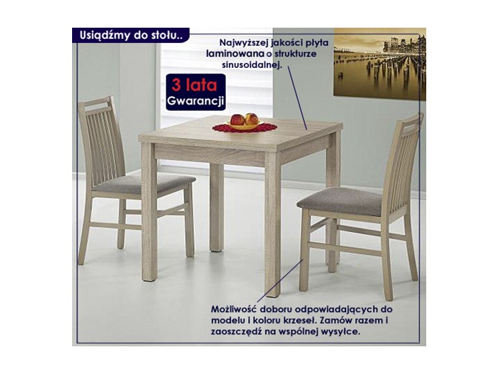 Stół rozkładany Cubires - dąb sonoma Długość 80 cm Drewno Szerokość 80 cm Wysokość 76 cm Kształt blatu Kwadratowy