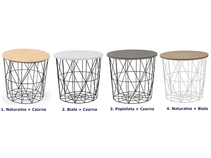 Stolik druciany Rista - naturalny + czarny Wysokość 41 cm Drewno Styl Industrialny Styl Minimalistyczny