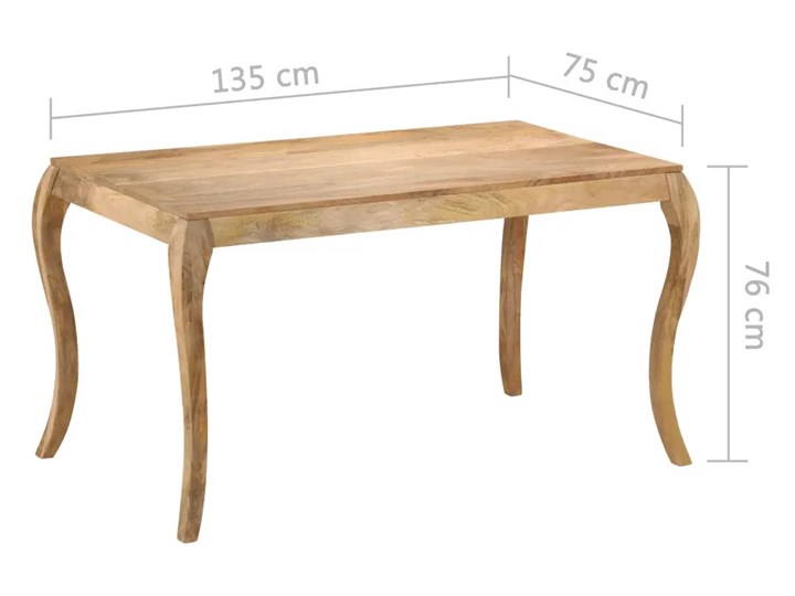 Stół jadalniany z drewna mango Nezis – brązowy Drewno Długość 135 cm Szerokość 75 cm Wysokość 76 cm Kształt blatu Prostokątny