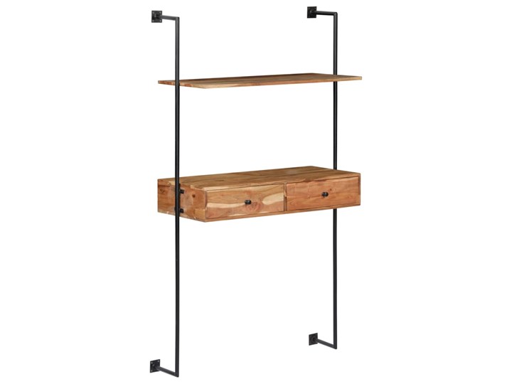 Drewniane biurko ścienne Tant - brązowe Drewno Szerokość 90 cm Szerokość 40 cm Kolor Brązowy Styl Industrialny