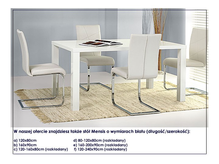 Rozkładany stół Mensis 5X - 120-160 cm Płyta laminowana Długość 120 cm Wysokość 75 cm Szerokość 80 cm Styl Minimalistyczny
